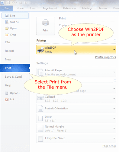 How To Convert Word Doc To Pdf In Word 2010