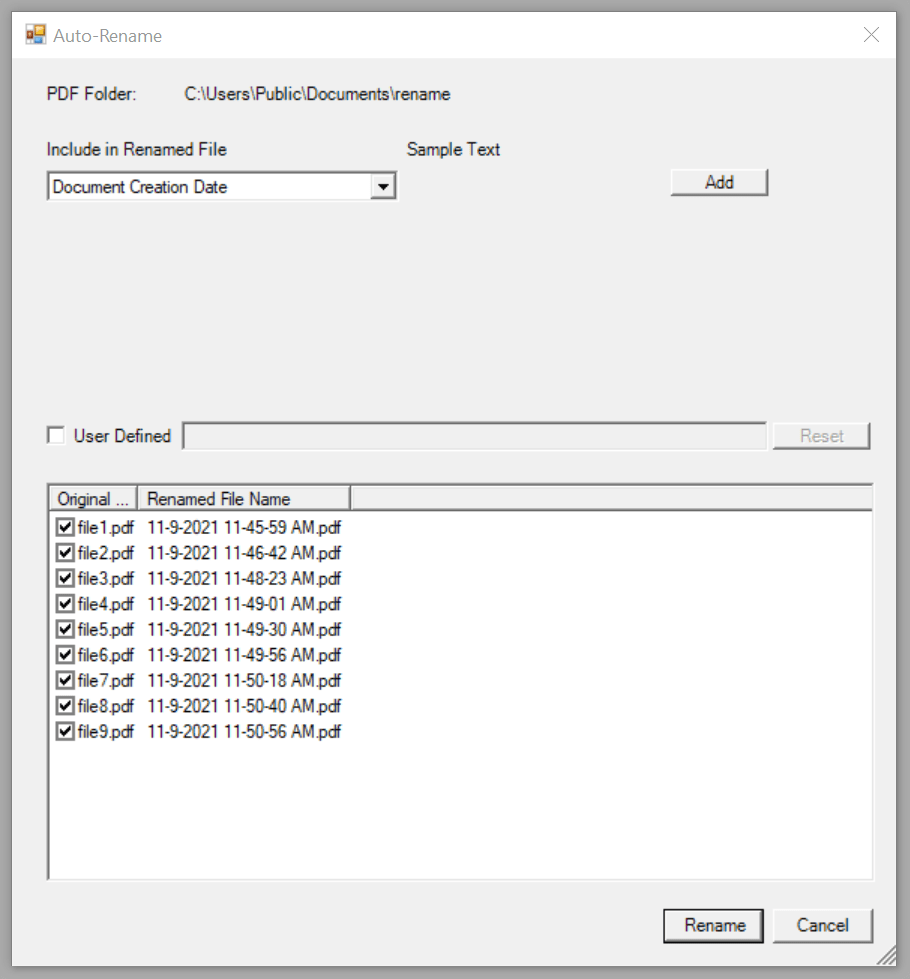 Auto Rename Document Creation Date