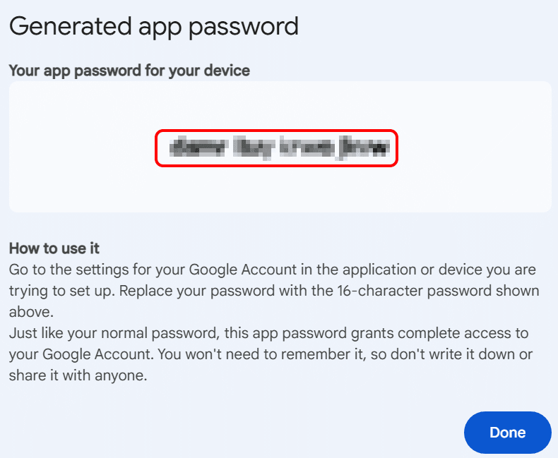 Generate Gmail App Password